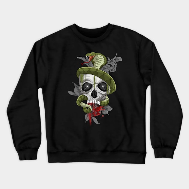 Floral Skull with Snake Crewneck Sweatshirt by Trendy Black Sheep